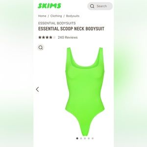 NWT SKIMS essential scoop neck bodysuit - limited edition neon green